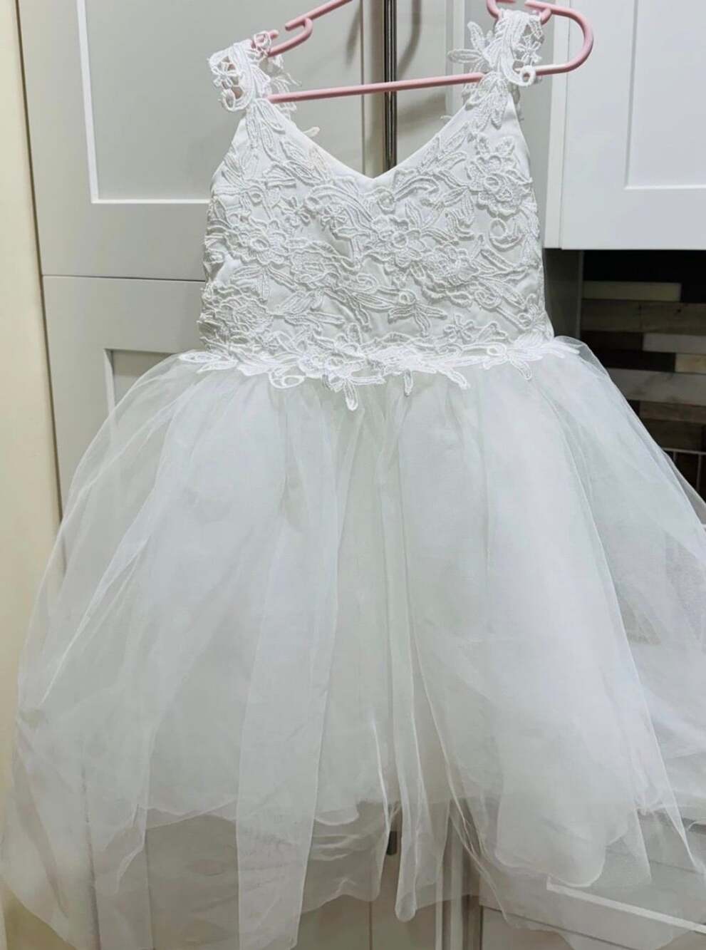 Flower Girl Dress White Lace Tulle Bow